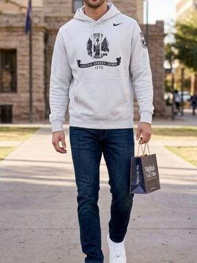 Nike US Army Hoodie Mens M White Club Fleece Pullover NWT Military